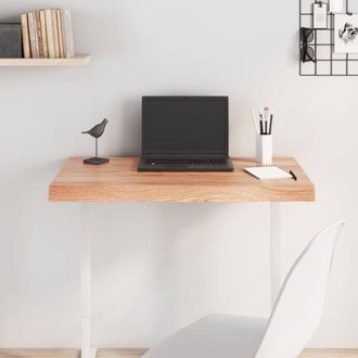 Berkfield Home Table Top Light Brown 80x50x(2-6) cm Treated Solid Wood Oak