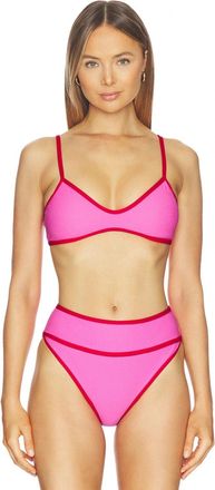 Beach Riot Leona Bikini Top Womens Electric Pink Stretch Swimwear GBO3814