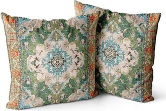 OEM Juego De 2 Cojines De Estilo Bohemio De 45x45 Cm, Cojines Decorativos Cuadrados Para Sof&aacute;, Coche, Dormitorio, Sala De Estar O Exterior (verde)