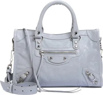 Balenciaga Small Le City Lambskin Leather Handbag in 1210 Light Grey at Nordstrom