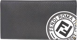 Fendi Gray Leather Long Wallet (Bi-Fold) (Pre-Owned)