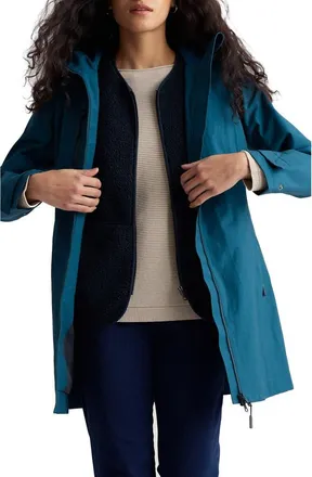 Seasalt Cornwall Coverack Waterproof Organic Cotton Raincoat with Removable Hood in Rain Cloud at Nordstrom, Size 14