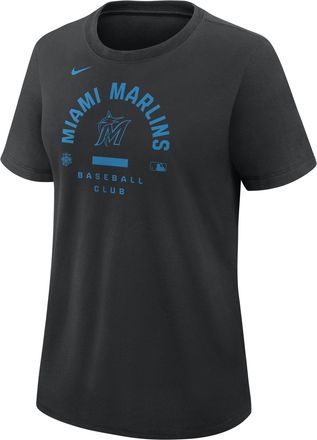 Nike Miami Marlins Authentic Collection Early Work Nike Womens Dri-FIT MLB T-Shirt in Black | 03N800AMQM-HXK
