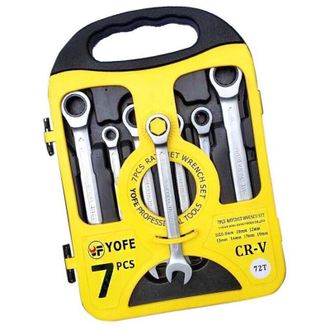 Trade Shop Trade Shop - Serie Set Kit 7 Chiavi Combinate A Cricchetto Flessibili In Valigetta Trasporto