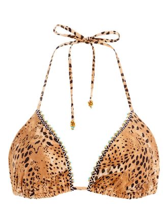 Agua Bendita Lolita animal-print bikini top - Brown