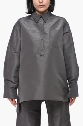 Super Blond Camicia Oversized in Organza di Seta con Taschino Super Blond