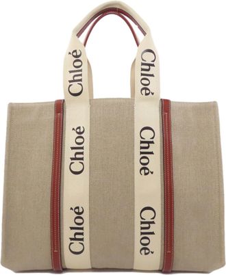 Chlo&eacute; Brown Canvas Tote Bag (Pre-Owned)
