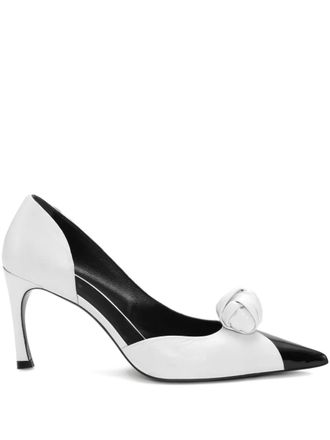 Rotate knot-appliqu&eacute; leather pumps - White