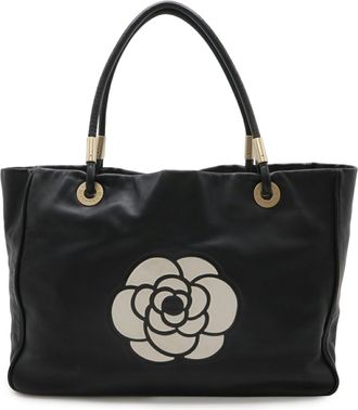 Chanel Black Leather Shoulder Bag Tote Bag (Pre-Owned)