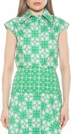 Alexia Admor Juniper Button-Up Shirt in Green Geo at Nordstrom Rack, Size 12