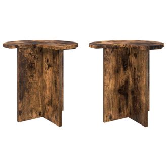 vidaXL Mesa Lateral 2 Pcs Roble Ahumado &Oslash; 39 X 38 Cm Vidaxl