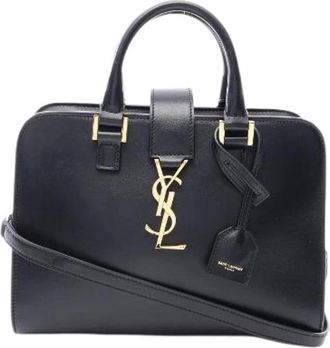 Saint Laurent Pre-owned Baby Monogram Cabas 2way Lederen Handtas - Dames - Vintage Handtas - Zwart - ONE Size - Leer - Vintage