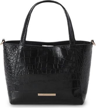 Brahmin Small Mona Croc Embossed Leather Tote in Black at Nordstrom