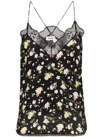 Zadig&Voltaire floral-print crepe top - Black