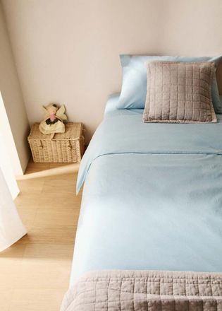 Mango Copripiumino bambino cotone lavato doppia impuntura letto 90 cm verde acqua - Home - Letto 90 cm - MANGO HOME
