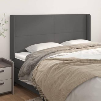 vidaXL Cabecero Con Orejas De Cuero Sint&eacute;tico Gris 203x16x118/128 Cm Vidaxl