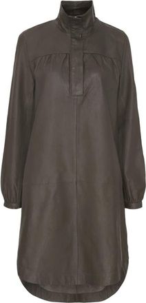 Notyz Polo Dress Skind 11181 - Dames - Korte kleedjes - Groen - M - Leer - Kleedjes