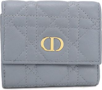 Dior Blue Leather Wallet (Tri-Fold) (Pre-Owned)