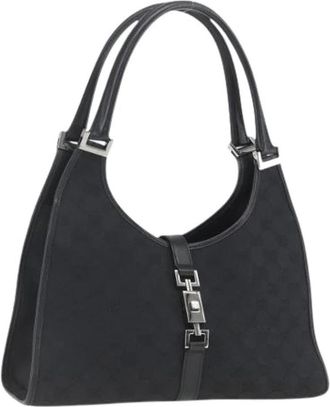 Gucci Pre-owned Shoulder Bags, female, Black, Size: ONE SIZE Pre-owned Gg Canvas Jackie Shoulder Bag