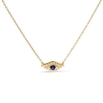 House of Brilliance 10K Gold Sapphire and Diamond Accented Evil Eye Pendant Necklace in Yellow at Nordstrom