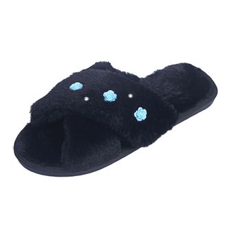 Generic Slippers Women Cozy Womens Cozy Clogs Floral Comfort Slip On Winter For Home And Leisure For Her Cozy House Slippers(Blue, 4)