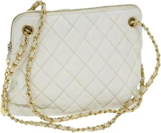 Chanel Pre-owned Leather chanel-bags - Dames - Vintage Schoudertas - Wit - ONE Size - Leer - Vintage