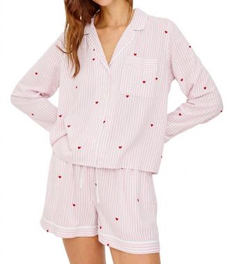 Rails Womens Kellen Pajama Set In Rose Stripe Hearts