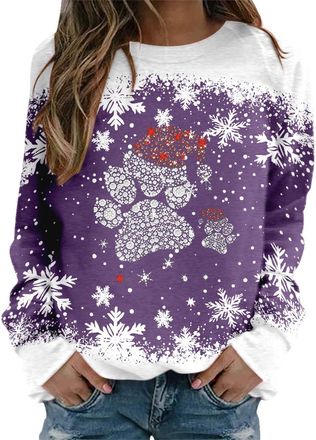 Generic Womens Christmas Jumpers Ladies Christmas Sweatshirts Crew Neck Winter Long Sleeve Tops Warm Outwear Funny Pullover Fleece Outfits Xmas Jumper Sweater