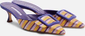 Manolo Blahnik Mules Maysalebi a rayas con piel