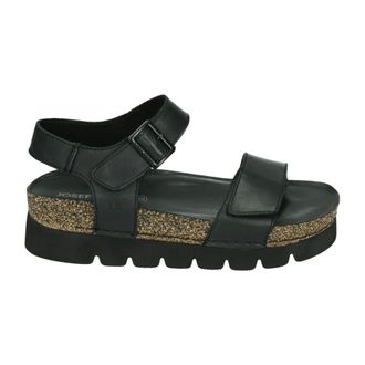 Josef Seibel Schoenen, Dames, Zwart, 37 EU, Leer, Sportieve Zwarte Sandalen Alice 03