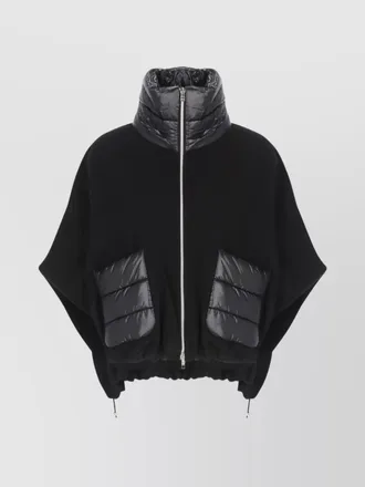 Herno wool and cashmere poncho with drawstring hem