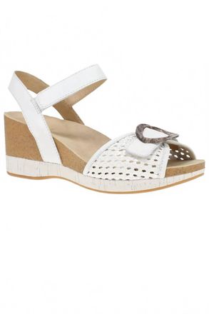 Dansko Womens Stella Wedge Sandal In White Woven