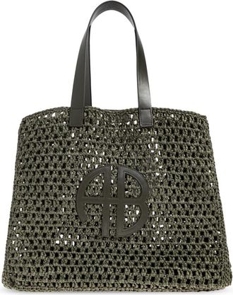Anine Bing Large Rio Tote - Dames - Shoppers - Groen - ONE Size - Leer - Tassen