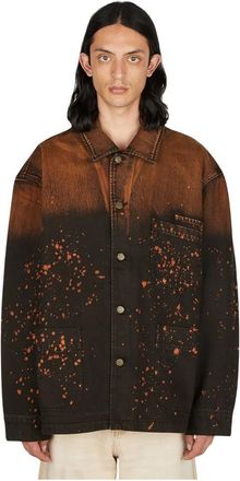 Guess Gradient Splattered Denim Chore Jacket - Heren - Spijkerjassen - Veelkleurig - S - Denim - Jassen