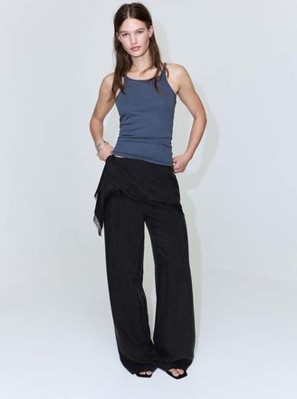 Mango Pantaloni lyocell vita alta nero - Donna - 36 - MANGO