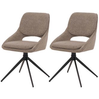 Hhg Hhg - Nunca Usado] Juego De 2 Sillas De Comedor 612, Silla De Cocina, Giratoria Con Retorno Autom&aacute;tico, Tejido Boucl&eacute; (540 G/m&sup2;) &Ouml;ko-tex, Beige