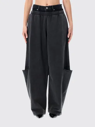 Alexander Wang Pantaloni Prestyled Slashed Sweatpant a gamba larga in cotone