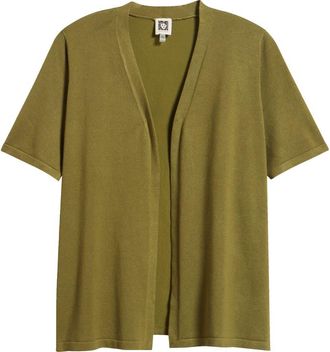 Anne Klein Newport Open Front Elbow Sleeve Cardigan in Bay Leaf at Nordstrom, Size X-Large P