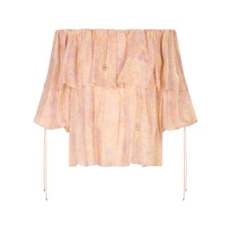 Chlo&eacute; Off-shoulder Silk Top - female - Chlo&eacute; - Blouses - Multicolor - XS - Blouses & Shirts