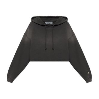 Golden Goose Hoodies, female, Gray, Size: L Short Oversize Sweatshirt