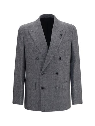 Lardini Mens Blazer Double-Breasted Wool Grey Merino Jacket