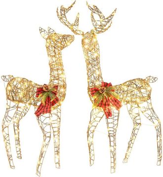 Costway Set di 2 Renne Luminose da 100 cm e 110 cm, Decorazione Natalizia con 200 Luci LED, Picchetti, Decorazione Natalizia Illuminata per Interni