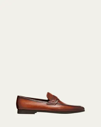 Magnanni Mens Daniel Leather Penny Loafers