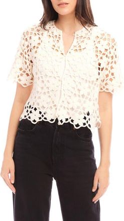 Fifteen Twenty Kamille Openwork Button-Up Shirt in Ivory at Nordstrom, Size Medium