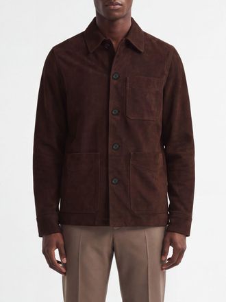 Tagliatore Wool Blend Shirt Jacket with Patch Pockets and Button Closure