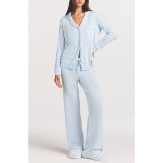 SKIMS Soft Lounge Rib Sleep Set in Baby Blue at Nordstrom, Size X-Small