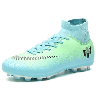 Generic Unisex Outdoor Athletic Football Shoes - Indoor Breathable Training Soccer Sneakers - High-top Football Shoes (Green-Long Cleats,8.5)