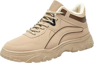 Generic Mens Winter Snow Walking Boots Lace up Snow Thermal Boots Fur Lined Hiking Boot Non Slip Solid Color Winter Trainer Fleece Warm Chunky Soft Sole short