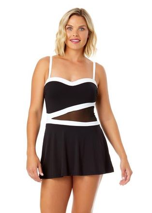 Anne Cole Womens Mesh Around Paneled Strapless Mesh Swim Dress in Black at Nordstrom, Size 8