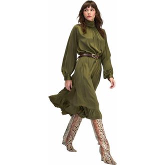 Cynthia Rowley Monroe Silk Charmeuse Dress in Dark Olive at Nordstrom, Size X-Small